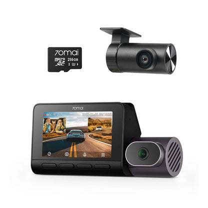 Set 2 camere 70mai Dash Cam 4K T800 cu 3 obiective (fata 4K, interior 1080P) + spate RC24 Full HD, GPS, HDR, ADAS