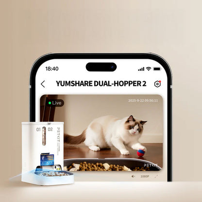 Dozator automat mancare animale de companie cu camera YumShare Dual-hopper 2 Automatic Feeder with Camera