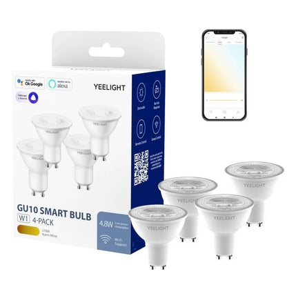 Set 4 Becuri Yeelight LED GU10 Smart Bulb W1, White, 4.8W, 350 lm