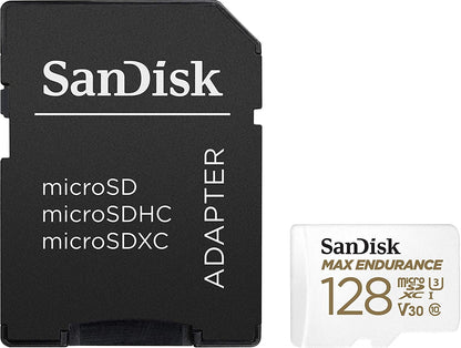 Card de memorie SanDisk 128 GB micro SD Max Endurance Video, cu Adaptor,  Class 10, V30, UHS U3