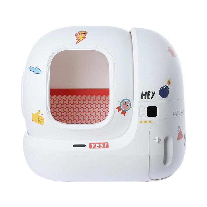Litiera smart PetKit Pura Max pentru pisici, Functie Autocuratare,Capacitate 7L, Alb, Afisaj LED, Bluetooth, WiFi, 24W