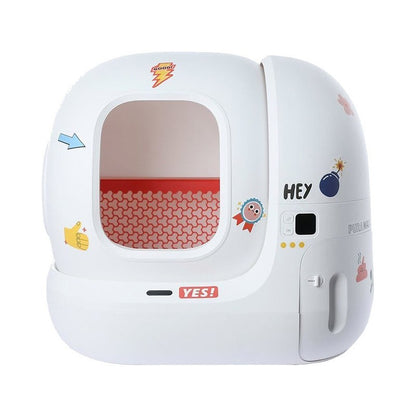 Litiera smart PetKit Pura Max pentru pisici, Functie Autocuratare,Capacitate 7L, Alb, Afisaj LED, Bluetooth, WiFi, 24W