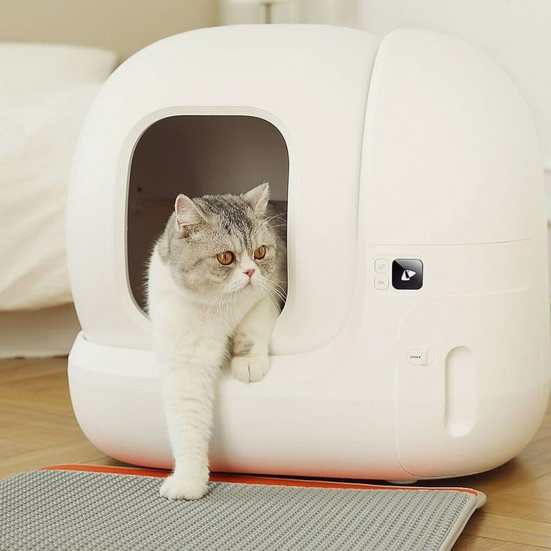 Litiera smart PetKit Pura Max pentru pisici, Functie Autocuratare,Capacitate 7L, Alb, Afisaj LED, Bluetooth, WiFi, 24W