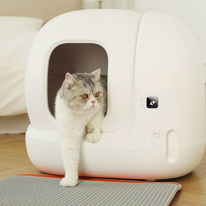 Litiera smart PetKit Pura Max pentru pisici, Functie Autocuratare,Capacitate 7L, Alb, Afisaj LED, Bluetooth, WiFi, 24W