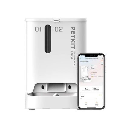 Dozator automat mancare animale de companie PETKIT Fresh Element Gemini-Smart Pet Feeder, Doua compartimente, 5l