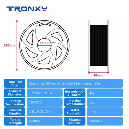 Filament Tronxy PLA Imprimanta 3D, 1.75 mm, 1 kg