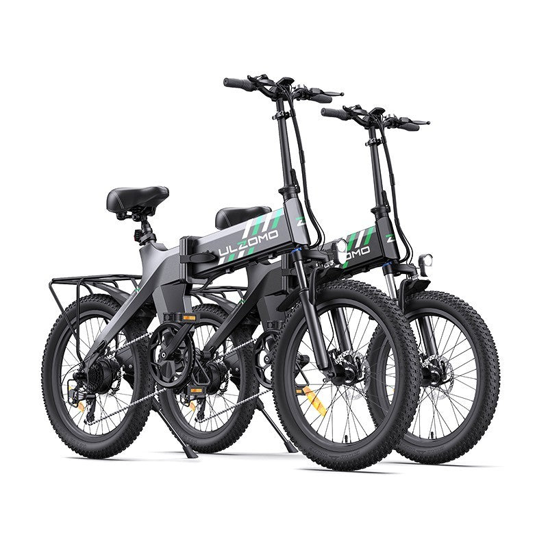 Bicicleta electrica pliabila Ulzomo Ridge 20 E-bike, 250W, 36V 15.6Ah, autonomie 60km, viteza maxima 25km/h, Gray, 20''