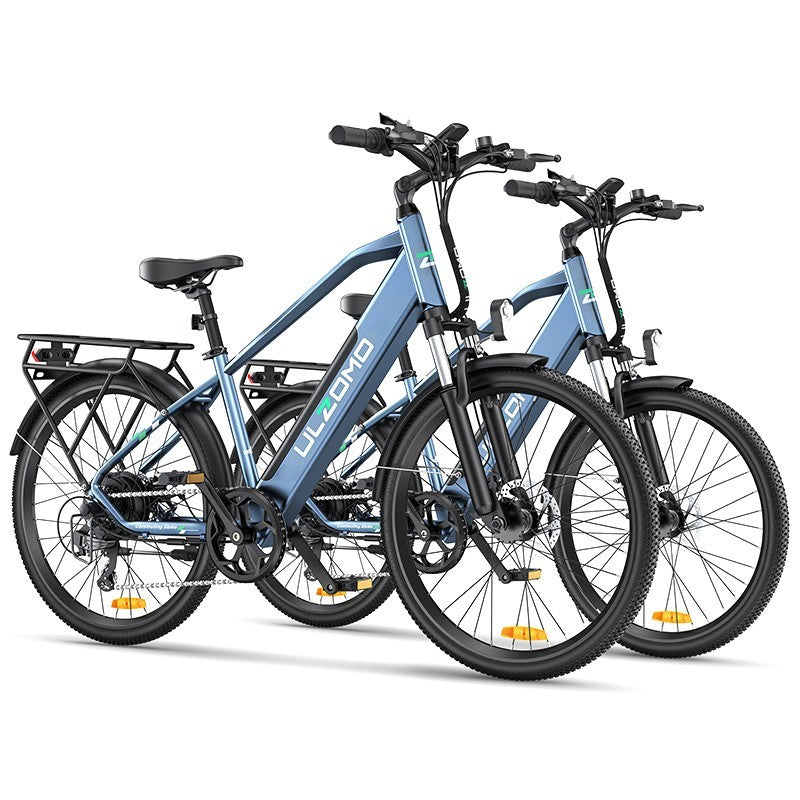 Bicicleta electrica Ulzomo Metro 26 E-bike, 250W, 36V 17Ah, autonomie 100km, viteza maxima 25km/h, Blue, 26''