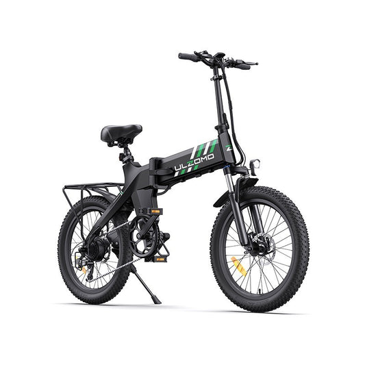 Bicicleta electrica pliabila Ulzomo Ridge 20 E-bike, 250W, 36V 15.6Ah, autonomie 60km, viteza maxima 25km/h, Black, 20''