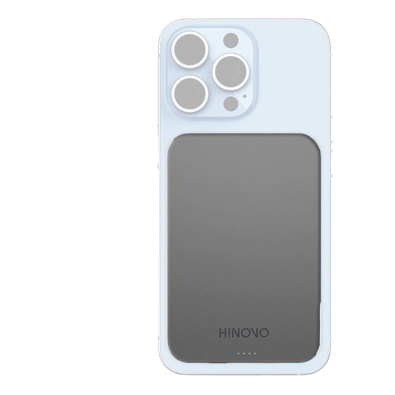 Resigilat - Baterie externa HINOVO MB1-5000 Magsafe Power Bank 5000mAh pentru iPhone, Incarcare Wireless, functie MagSafe, Atasare magnetica