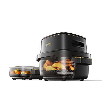 Friteuza cu aer cald MOVA Air Fryer AeroGlass AF20 Pro 4L+2.5L, 1700W, 8 programe prestabilite