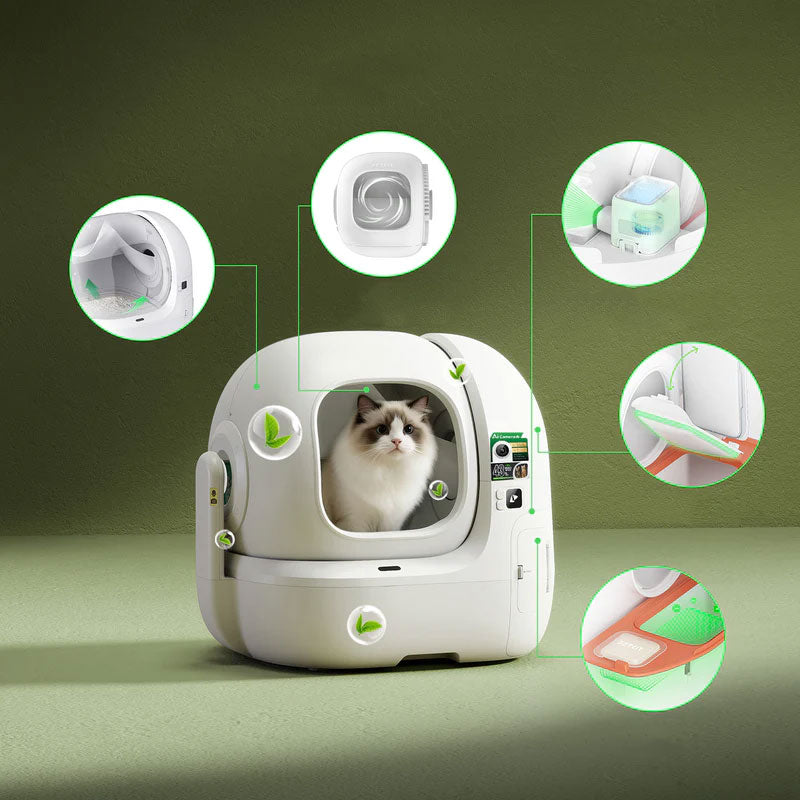 Litiera smart cu autocuratare PETKIT Purobot Max Pro 2 with Camera Self-Cleaning pentru pisici, Recunoastere faciala, 8L