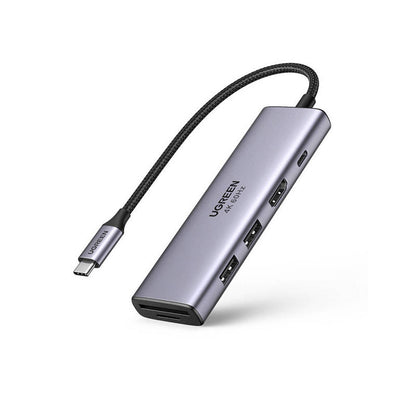 Adaptor multifunctional UGREEN USB C CM511, 2 x USB-A 3.0, 1 x USB-C PD 100W, 1 x HDMI, 1 x SD, 1 x TF, Gri