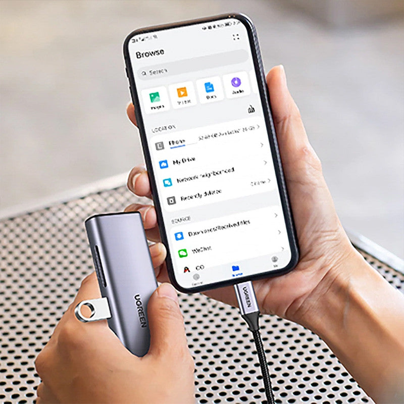 Adaptor multifunctional UGREEN USB C CM512, 2 x USB-A 3.0, 1 x USB-C, 1 x HDMI, 1 x RJ45, 1 x SD, 1 x microSD, Gri