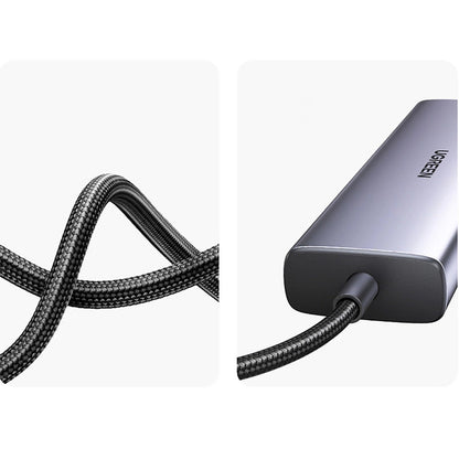 Adaptor multifunctional UGREEN USB C CM512, 2 x USB-A 3.0, 1 x USB-C, 1 x HDMI, 1 x RJ45, 1 x SD, 1 x microSD, Gri