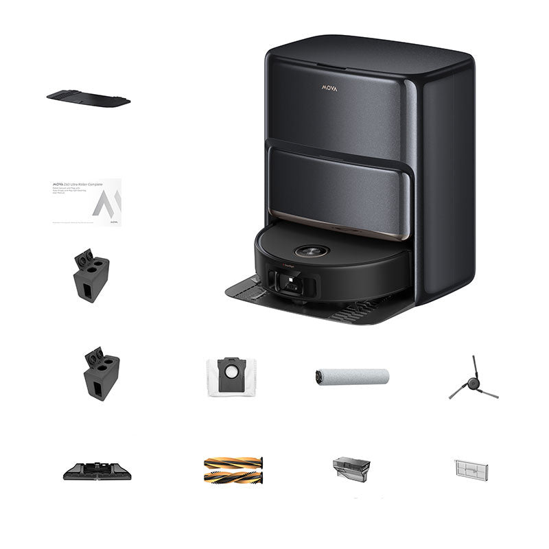 Aspirator robot cu mop Mova Z60 Ultra Roller Complete, 28.000 Pa, 6.400mAh, 210 min, HydroForce, statie colectare inteligenta, Black