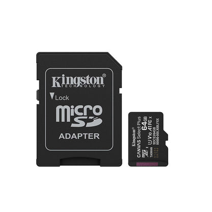 Card memorie KINGSTON 64GB Canvas Select Plus cu SD adaptor, MicroSDTM HC UHS-I, Clasa 10, V10, UHS-I U1, performanta Android A1