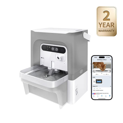 Fantana apa pentru animale de companie PETKIT Eversweet Ultra AI Health Care Pet Water Fountain, 5L, Bluetooth, Monitorizare inteligenta, Grey