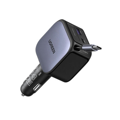 Incarcator auto rapid cu cablu retractabil UGREEN 60W Fast Car Charger EC602 USB-C/A