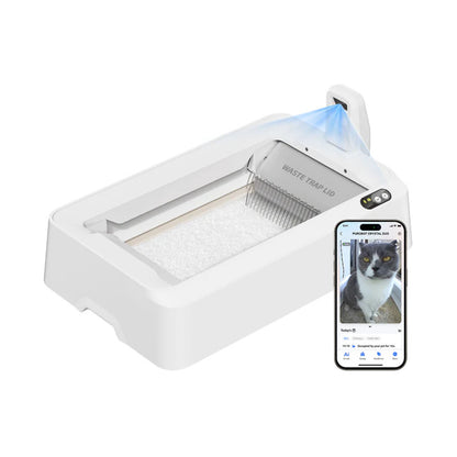 Litiera smart cu autocuratare PETKIT T7 Purobot Crystal Duo with Camera Self Cleaning pentru pisici, Recunoastere faciala