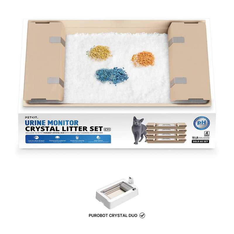 Set nisip cristalin cu detectare pH PETKIT Urine Monitor Crystal Litter Set, compatibil cu litiera Purobot Crystal Duo