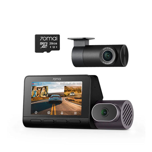 Set PREMIUM 2 camere 70mai Dash Cam 4K T800 cu 3 obiective (fata 4K, interior 1080P) + spate RC41 4K, GPS, HDR, ADAS, 256G